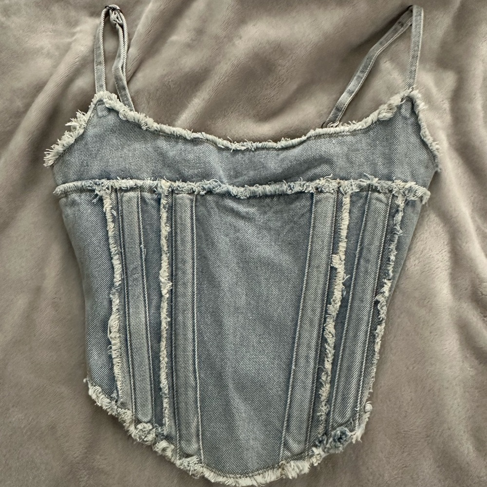 Denim corset top